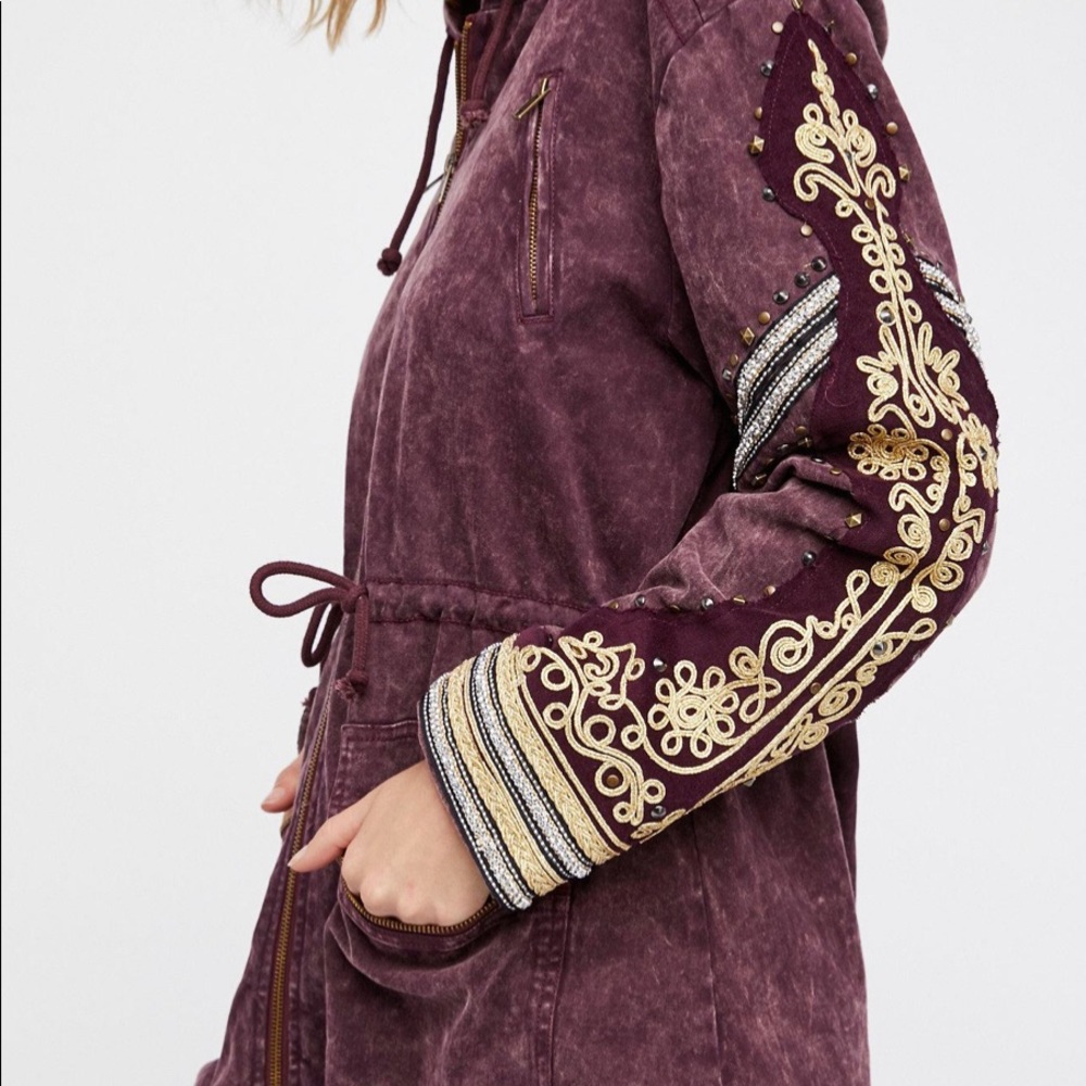 Free people golden quills military parka berry